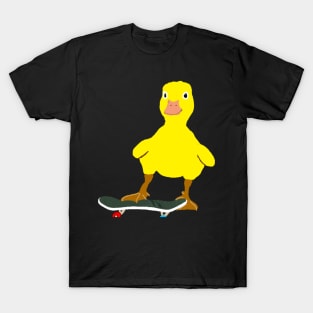 Cute yellow duck likes playing skateboard T-Shirt